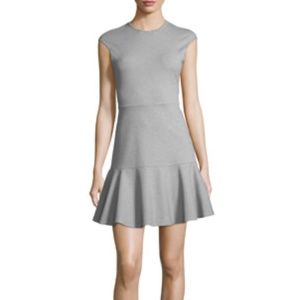 Theory Ponte Essential Flare Dress in Gray and White